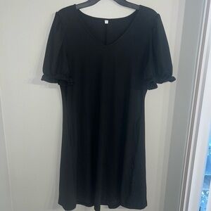 Elegant Black Puff Sleeve Dress